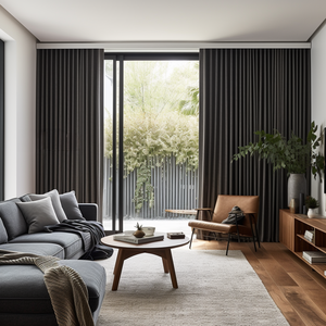 Rideaux occultants aspect lin ignifuges, vente directe usine pour fenêtres domestiques - Product Image 1