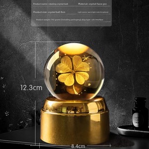 Décorations créatives en cristal de bureau sculptées en 3D du fabricant veilleuse LED blanche chaude rotative cadeaux de vacances pour la chambre à coucher - Product Image 3