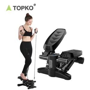 TOPKO home exercise fitness steppers gym equipment hydraulic aerobic trainer mini stair steppers machine with resistance bands