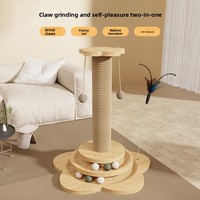 Tour griffoir pour chat en corde de sisal naturelle, style Art Déco, avec plateau en bois massif, multifonctionnel pour l'activités d'escalade et le jeu autonome