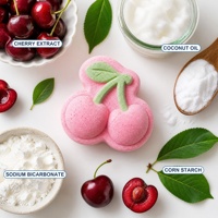 Bombe de bain artisanale double cerise, boule effervescente relaxante pour spa, hydratante, lot de 6 pièces, coffret cadeau, vente en gros, personnalisable OEM ODM 80g