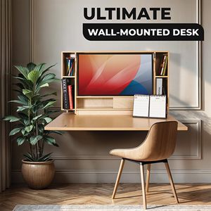 Escritorio flotante de madera para ahorrar espacio más vendido, mesa de ordenador con estante de almacenamiento, escritorio de estudio plegable para oficina en casa - Product Image 3