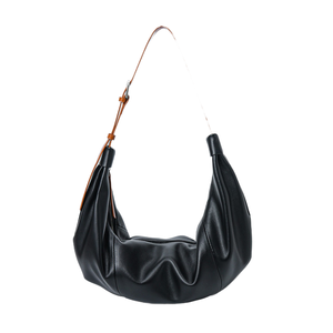 Bolso de Hombro Cruzado de Cuero Genuino Impermeable para Mujer, Estilo Casual, Diseño de Media Luna, con Correa Única y Cierre de Cremallera, Poliéster - Product Image 1