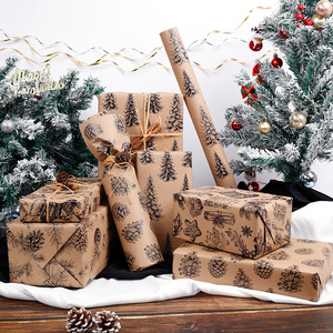 Wholesale 80g Double-Sided Kraft Print <b>Christmas</b> Custom 43cm X 10m Roll Wrapping Paper for Packaging - Product Image 1