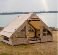 Grande tente familiale extérieure en toile Oxford imperméable portable avec fonctionnalité gonflable Air Cotton Glamping pour le camping