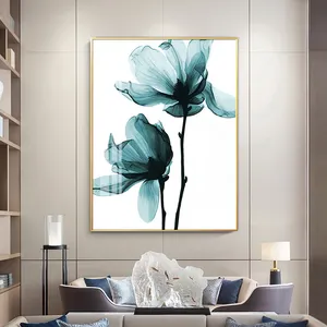 Abstract Blue Leaf Canvas Poster Painting Nordic Flower Art Print Picture Modern Style Living Room Wall Hotel Decor