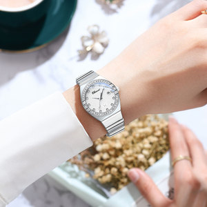 CHENXI 340女性用ステンレススチールウォッチ新しいクォーツ円形ダイヤモンド象眼細工カレンダー発光防水ファッションビジネススタイル - Product Image 6