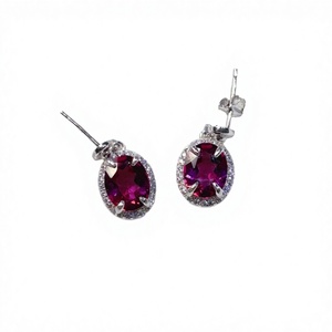 Fashion 925 <b>Silver</b> Garnet Stud <b>Earrings</b> Wedding Jewelry Set for <b>Women</b> Hypoallergenic Non-Tarnish Fine Jewelry - Product Image 2