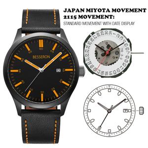 Luxury <b>Black</b> Quartz Wristwatch for <b>Men</b> Creative Design with 40mm Dial Diameter 20mm Band Width Fashion Leather Wrist <b>Watch</b> Band - Product Image 3