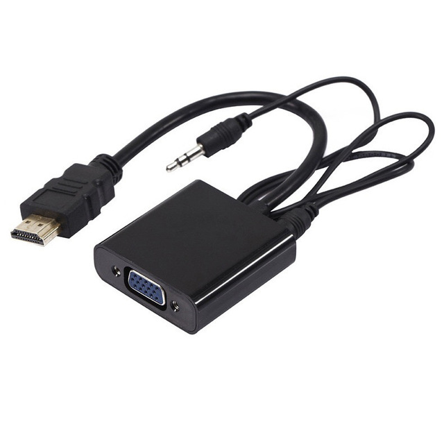 HDMI to VGA Converter Adaptor with Audio HD 1080p Male to Female PVC Jacket Cable for Computers and Laptops