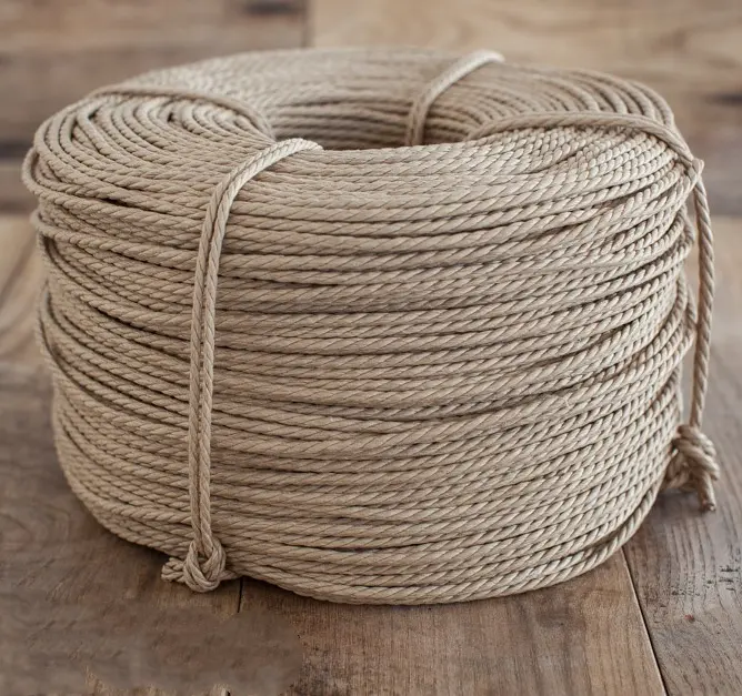 FSC 4mm Dänisches Seil natürliche Farbe gedrehtes Papierseil wiederverwertetes Seil Dänisches Seil 4mm Seilrolle Stränge