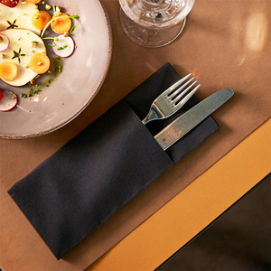 सिल्वरवेयर के लिए जेब के साथ डिस्पोजेबल डिनर नैपकिन सनी को ब्लैक नैपकिन 40*40 सेमी - Product Image 4