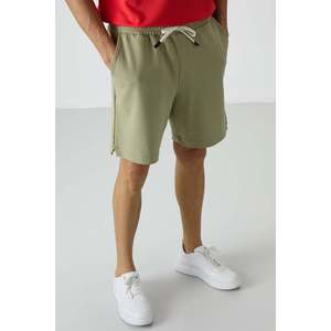 Short basique pour homme en coton vert clair, épais, doux, texturé, coupe confortable - 81274 - Abricot clair - Product Image 3