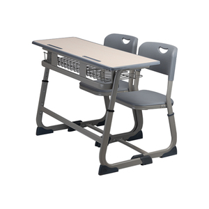 Parte superior de MDF y Marco de metal aula Academia 2 personas muebles dobles para adolescentes juego de <span class=keywords><strong>escritorio</strong></span> y silla escolar - Product Image 1