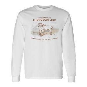 T-shirt a maniche lunghe Thoroughfare Vintage Western per adulti, girocollo unisex - Product Image 1