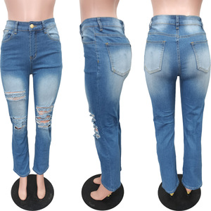 Pantalones Vaqueros de Mezclilla Ajustados y Rotos de Alta Calidad para Mujer, Estilo Casual y Urbano - Product Image 2