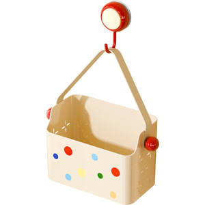 Wall Mounted Storage Bin With Dots Pattern For Bathroom Cosmetics And Face Masks Rectangle No Lid - Product Image 5