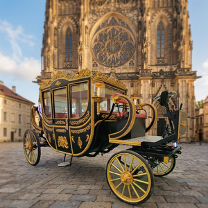 Calèche royale électrique de style européen de haute qualité - Coloris noir et or - Fabricant de calèches de mariage - Product Image 1