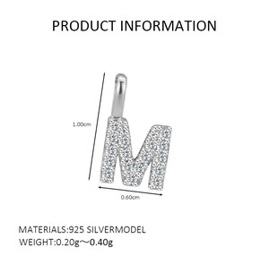 Colgante de Plata de Ley S925 con Inicial de Letra Completa con Diamantes para Mujeres y Niñas, para Hacer Collares y Pulseras, Joyería Personalizada con Nombre - Product Image 5