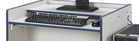 Meja Komputer Meja Kantor PC Dapat Bergerak, Bingkai Baja Putih Gaya Modern Furnitur Sekolah Kantor dengan Tempat CPU dan Nampan Keyboard