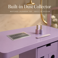 Station de manucure professionnelle en bois avec collecteur de poussière, mobilier de salon écologique avec tiroirs