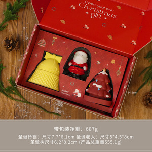 Venta al por mayor hecho a mano fragancia Navidad vela regalo conjunto lindo árbol de Navidad Santa Claus campana forma vela perfumada regalo conjunto - Product Image 3