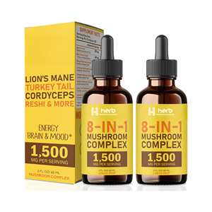 Compléments alimentaires à base d'extrait de champignon sous marque blanche, gouttes liquides orales pour adultes, 2 ml par dose, 60 ml/flacon, soulagement du stress, durée de conservation 24 mois - Product Image 1