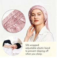 Bonnet de nuit de luxe en soie de mûrier rayée, long, monocouche, pour femme, soin des cheveux, post-partum, extérieur, décontracté, fête, quotidien