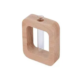 Vierkante Houten Frame Hydrofiele Reageerbuis Vaas Voor Woondecoratie - Product Image 1