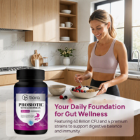 Capsules de Probiotiques à Marque Blanche OEM 40 Milliards de CFU, Complément Digestif et Vitamines pour Adultes, Santé Intestinale