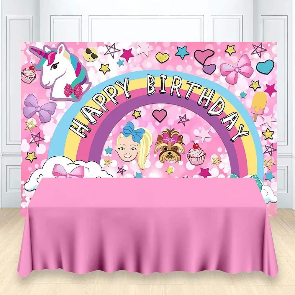 Fondo con tema de unicornio para cumpleaños, telón de 7x5 pies, arcoíris, Crazy Big Girl, suministros de Decoración de cumpleaños, unicornio rosa de dibujos animados