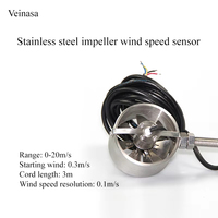 Veinasa XS-IWS01P-RS485 Capteur de vitesse du vent miniature en acier inoxydable avec impeller, anémomètre haute précision, testeur de volume d'air -30-60°C