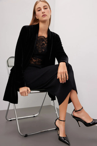 Fabrication <span class=keywords><strong>de</strong></span> vêtements haut <span class=keywords><strong>de</strong></span> gamme sur mesure OEM, blazer classique en <span class=keywords><strong>velours</strong></span> pour femmes, col châle, manches longues, <span class=keywords><strong>veste</strong></span> pour femmes - Product Image 5
