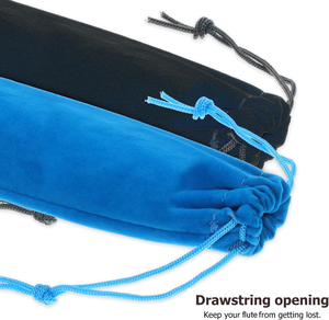 Paquete <span class=keywords><strong>de</strong></span> 10 Bolsas <span class=keywords><strong>de</strong></span> Almacenamiento para Flauta <span class=keywords><strong>de</strong></span> Gamuza, Bolsitas <span class=keywords><strong>de</strong></span> Terciopelo con Cordón (5 Negras + 5 Azules) 14.5 X 2.3 Pulgadas, Estuche Suave para Flauta - Product Image 3