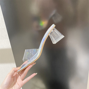 รองเท้าส้นสูงแบบใส ส้นหนา หัวเหลี่ยม เปิดนิ้วเท้า รุ่นขายดีสำหรับผู้หญิง ฤดูร้อน - Product Image 5