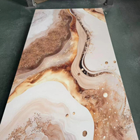 Panel de Pared de PVC con Acabado Brillante, Recubrimiento UV, Resistente al Agua, Ecológico, con Diseño Floral, Resistente a los Arañazos, 3mm de Grosor, Estilo Moderno, Imitación Mármol