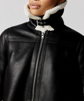 Blouson d'hiver en cuir véritable PU femme, veste personnalisé en fausse fourrure