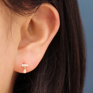 Boucles d'oreilles ROXI en zircon blanc en forme de goutte d'eau pour femmes, en argent 925, clous d'oreilles à piercing - Product Image 5