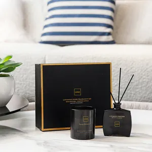 Home Duft Private Label Luxus 200g Duft kerze 100ml Reed Diffusor Ätherisches Öl Aroma Reed Diffusor Sets für Geschenke