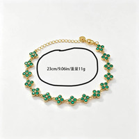 Bracelet tendance en acier inoxydable avec trèfle à quatre feuilles incrusté de zircons colorés, luxe léger et haut de gamme