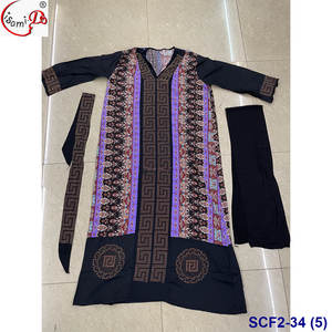 Vente en gros, robe abaya prête à l'emploi, grande taille, avec imprimé spandex doux, pierre de cristal, et écharpe, mode africaine wom - Product Image 5