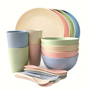 Nouveauté 2026 : Vaisselle Écologique Sans BPA – Assiettes et Tasses Biodégradables en Paille de Blé – Services de Table Occidentaux en Plastique - Product Image 4