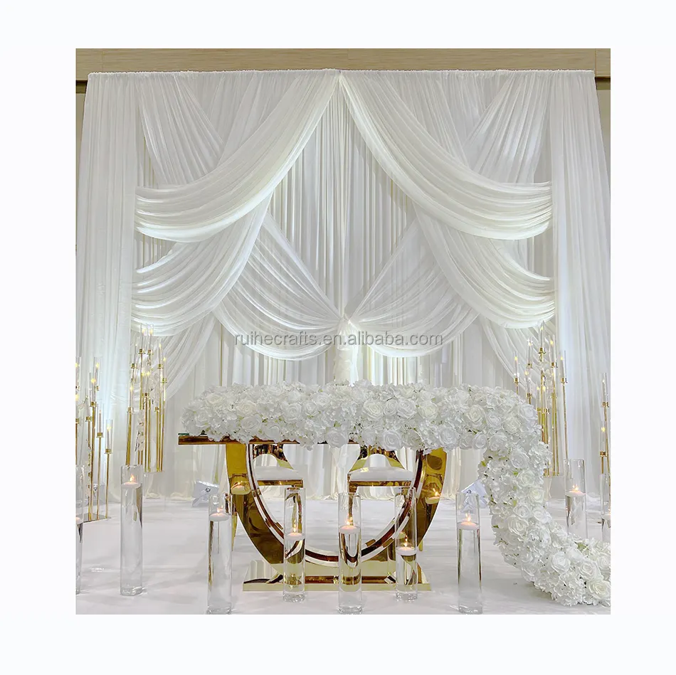 Individueller 10* 20 Fuß Hochzeits-Rückentropfvorhang Hochzeits-Einkaufszentrum-Dekoration weiße hintergrundvorhänge für Hochzeit Veranstaltung Party