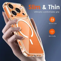 Coque de téléphone magnétique transparente pour iPhone 18 17 Pro Max Air 16 15 14 Plus 13 12 11, coque rigide transparente d'origine