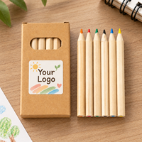 Ensemble de crayons de couleur de poche, 6 pièces, 88 mm, bois naturel, pré-affûtés, fourniture en vrac, emballage cadeau, crayons de couleur miniatures pour le dessin et le coloriage en voyage