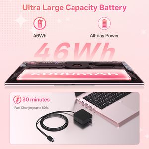 Ordinateur portable professionnel rose ultra-fin 15,6 pouces Intel Core 16 Go 512 Go SSD WiFi 6 Port Type-C pour femmes - Product Image 4