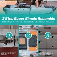 Kayak modulaire monoplace avec sièges réglables, propulsion par aileron, pompe à eau intégrée, grand bac à poissons vivants, fabriqué en LDPE durable
