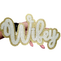 Patch personnalisé Wifey en sequins, broderie lettre en chenille scintillante, appliqué thermocollant or et blanc pour veste de mariée, fête de mariage, DIY