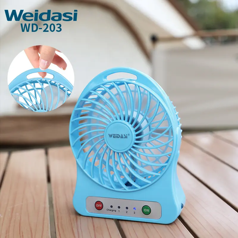 Ventilateur de bureau à batterie petit ventilateur portable pour bureau mini usb rechargeable conte top ventilateur lumière avec led