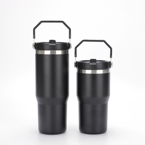 Vaso Térmico de Acero Inoxidable Negro de 30oz con Asa, Taza de Viaje Aislada para Auto y Uso en Exteriores - Product Image 1